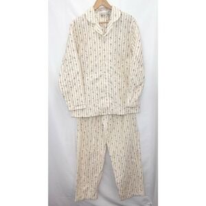 Vintage Women's Cotton Flannel Pajama Set M Floral Cottagecore Modest Feminine